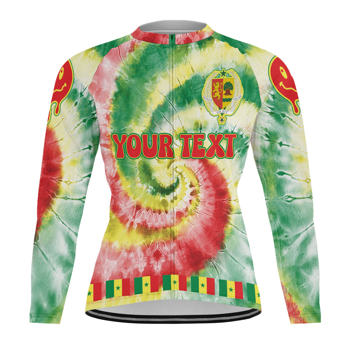 Senegal Raglan Men Cycling Jersey Long Sleeve Custom Tie Dye Style 2