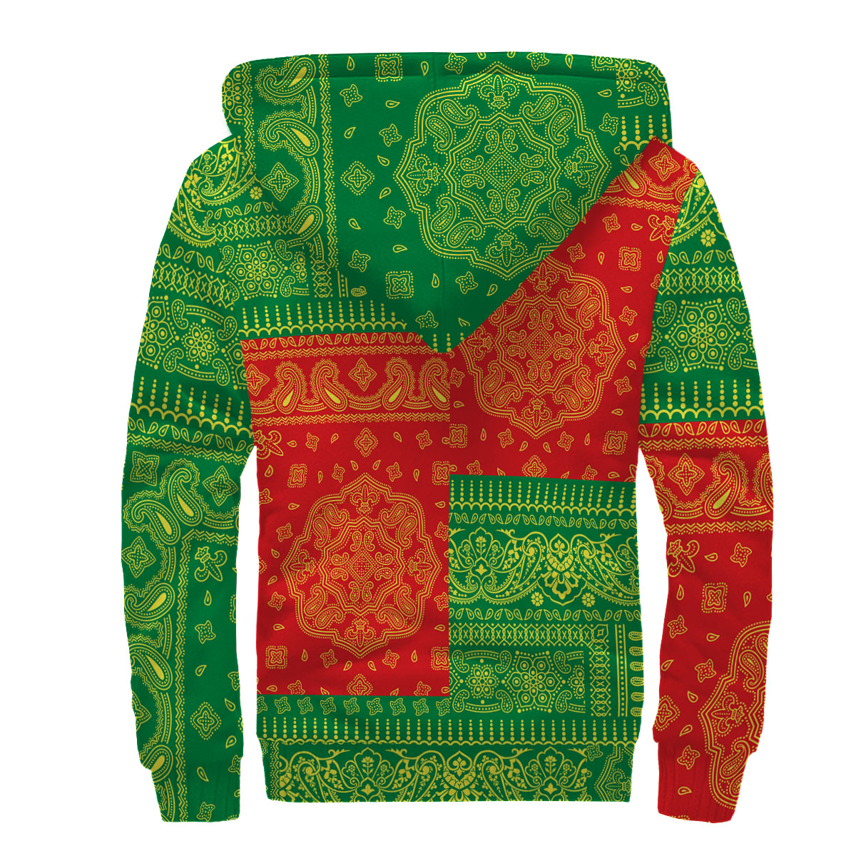 Senegal Sherpa Hoodie Flag And Paisley Basic Style 2