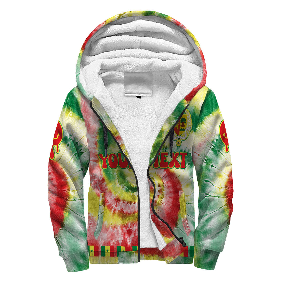 Senegal Sherpa Hoodie Custom Tie Dye Style 3