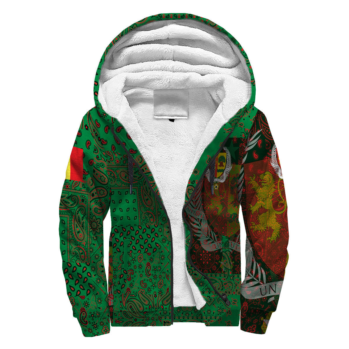 Senegal Sherpa Hoodie Paisley Flag And Skull Style 3