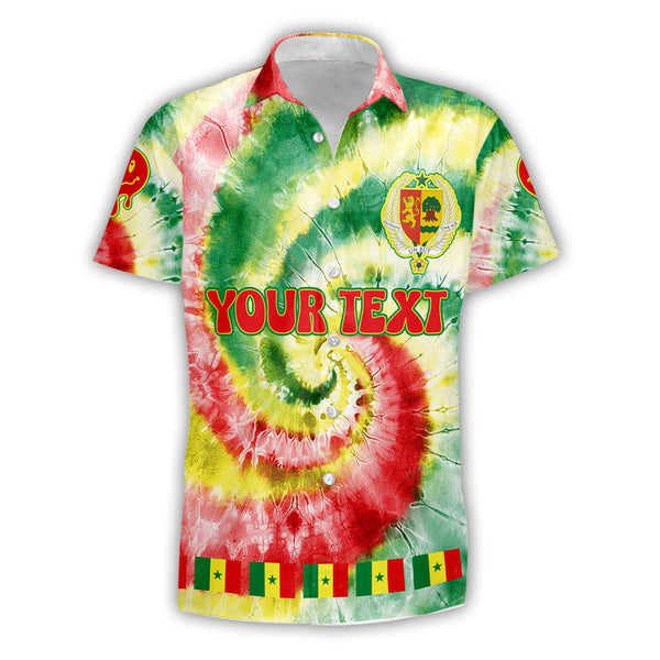 Senegal Short Sleeve Shirt Custom Tie Dye Style 1