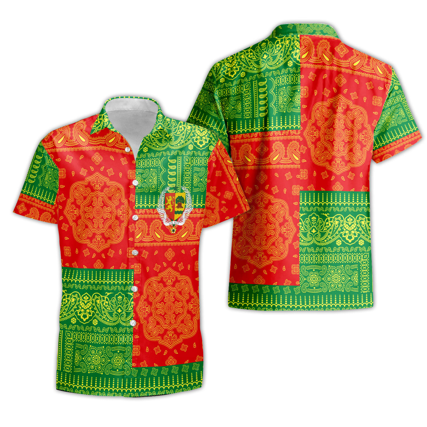 Senegal Short Sleeve Shirt Flag And Paisley Basic Style 1