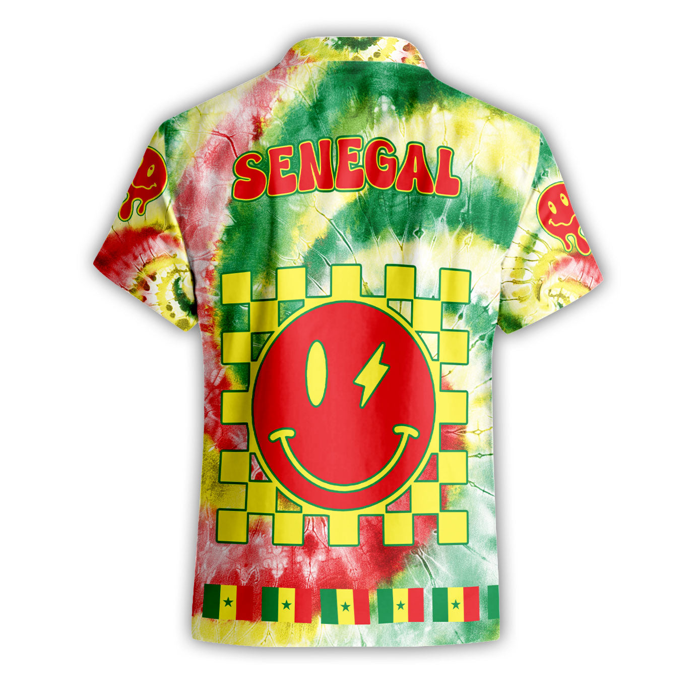 Senegal Short Sleeve Shirt Custom Tie Dye Style 2