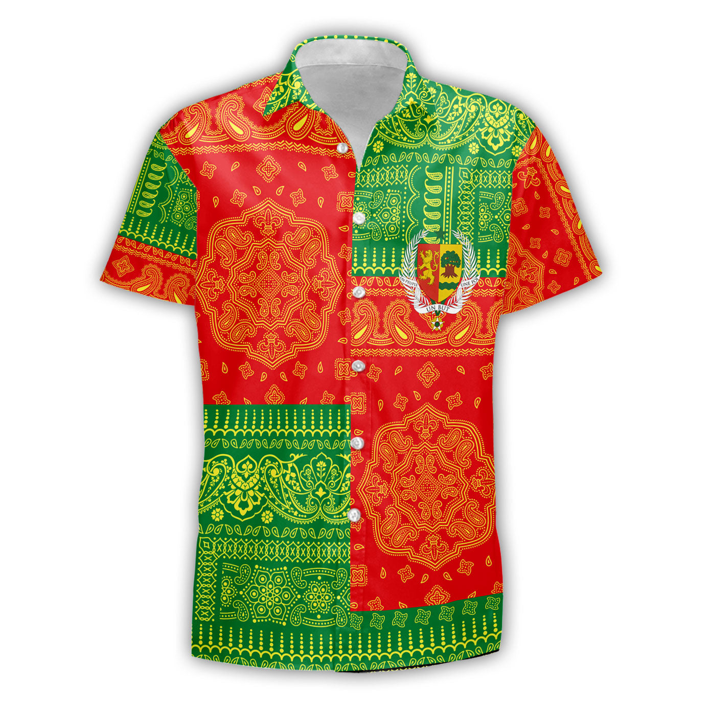 Senegal Short Sleeve Shirt Flag And Paisley Basic Style 2