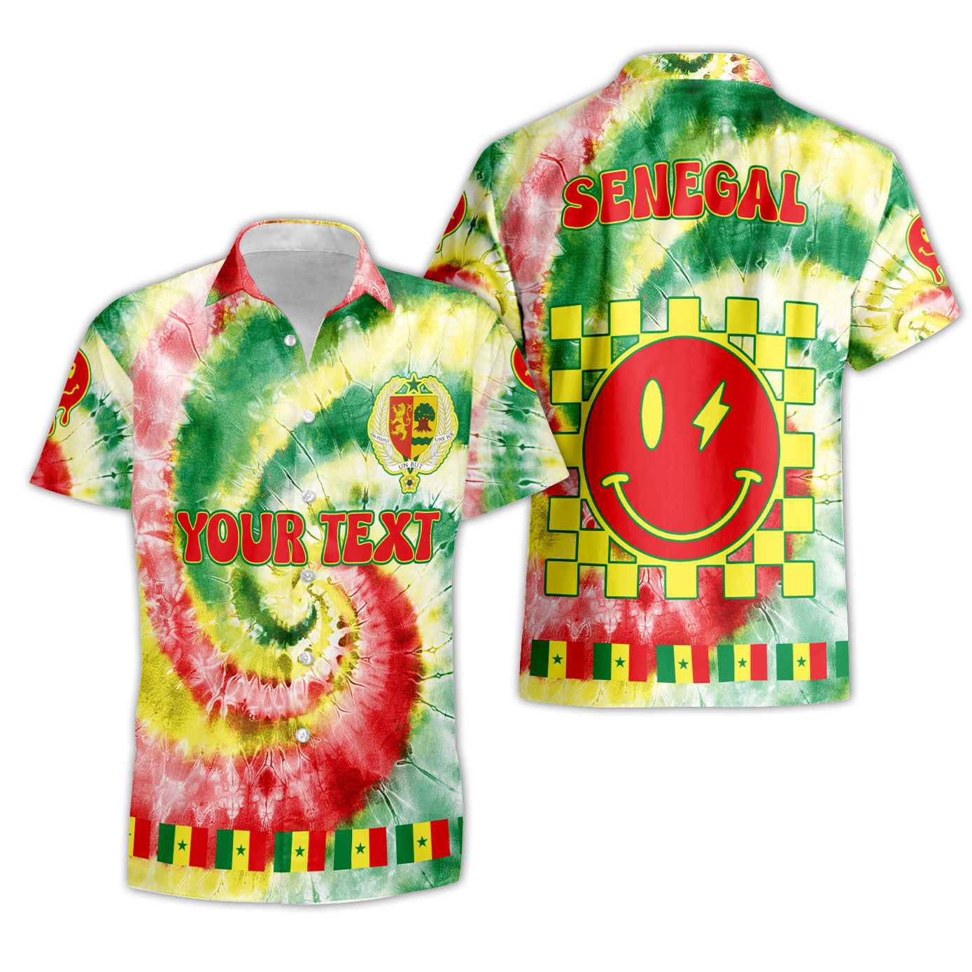 Senegal Short Sleeve Shirt Custom Tie Dye Style 3