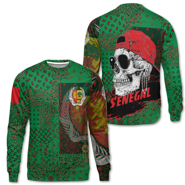 Senegal Sweatshirt Paisley Flag And Skull Style 1