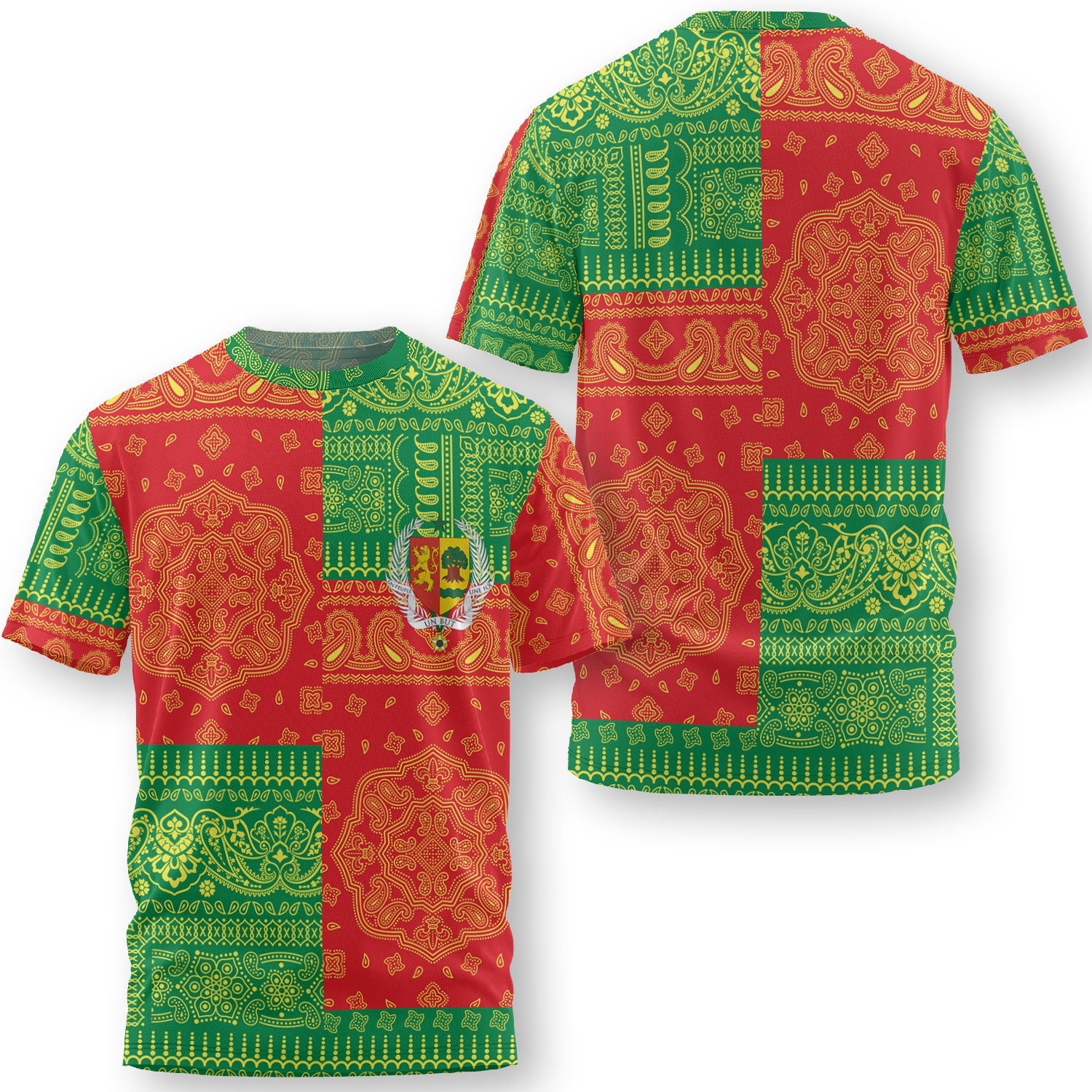 Senegal T Shirt Flag And Paisley Basic Style 1