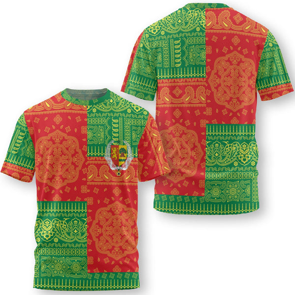 Senegal T Shirt Flag And Paisley Basic Style 1