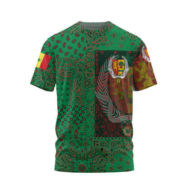 Senegal T Shirt Paisley Flag And Skull Style 1