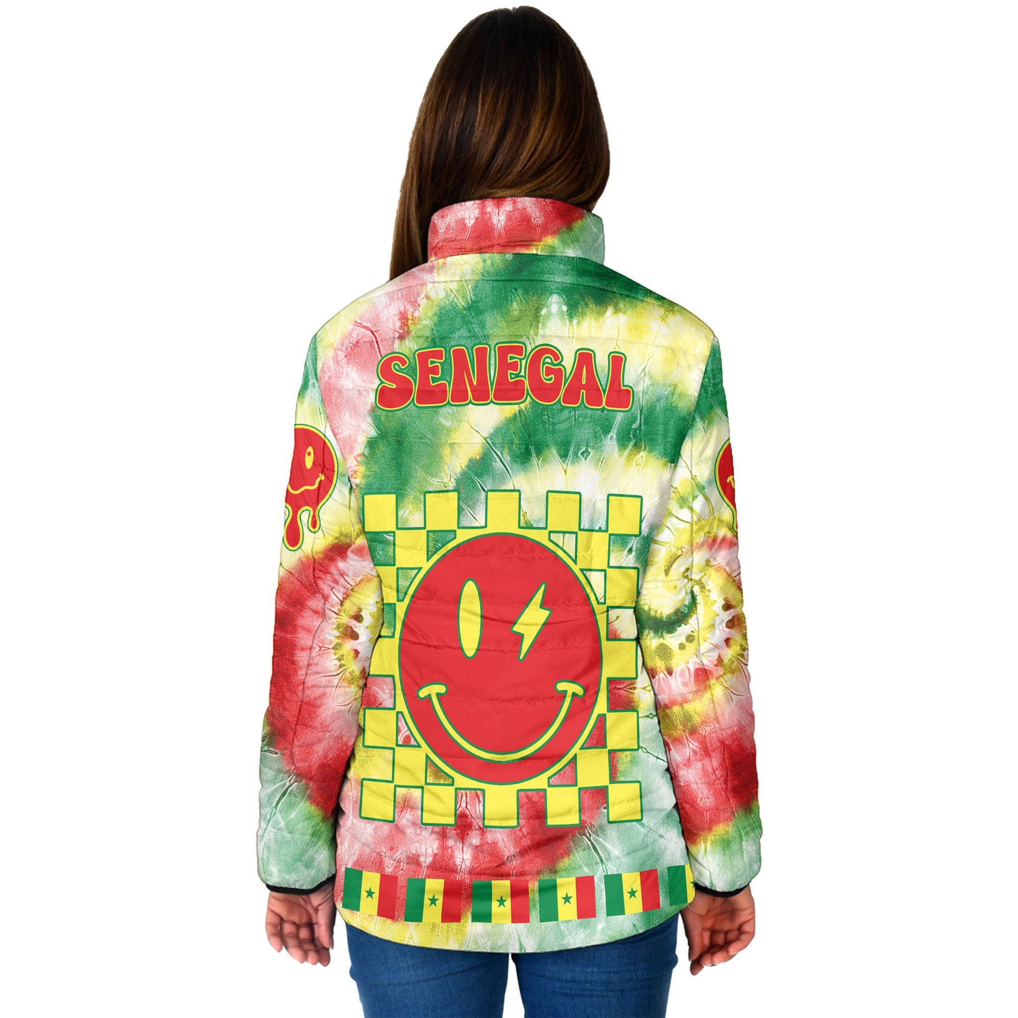 Senegal Women Padded Jacket Custom Tie Dye Style 2