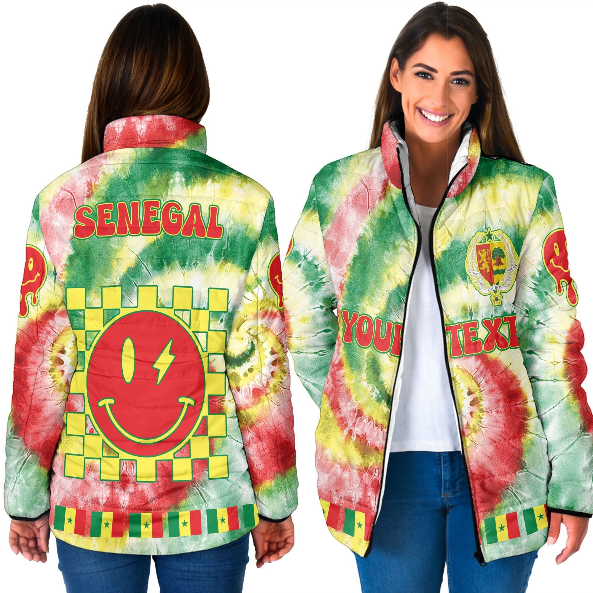 Senegal Women Padded Jacket Custom Tie Dye Style 3