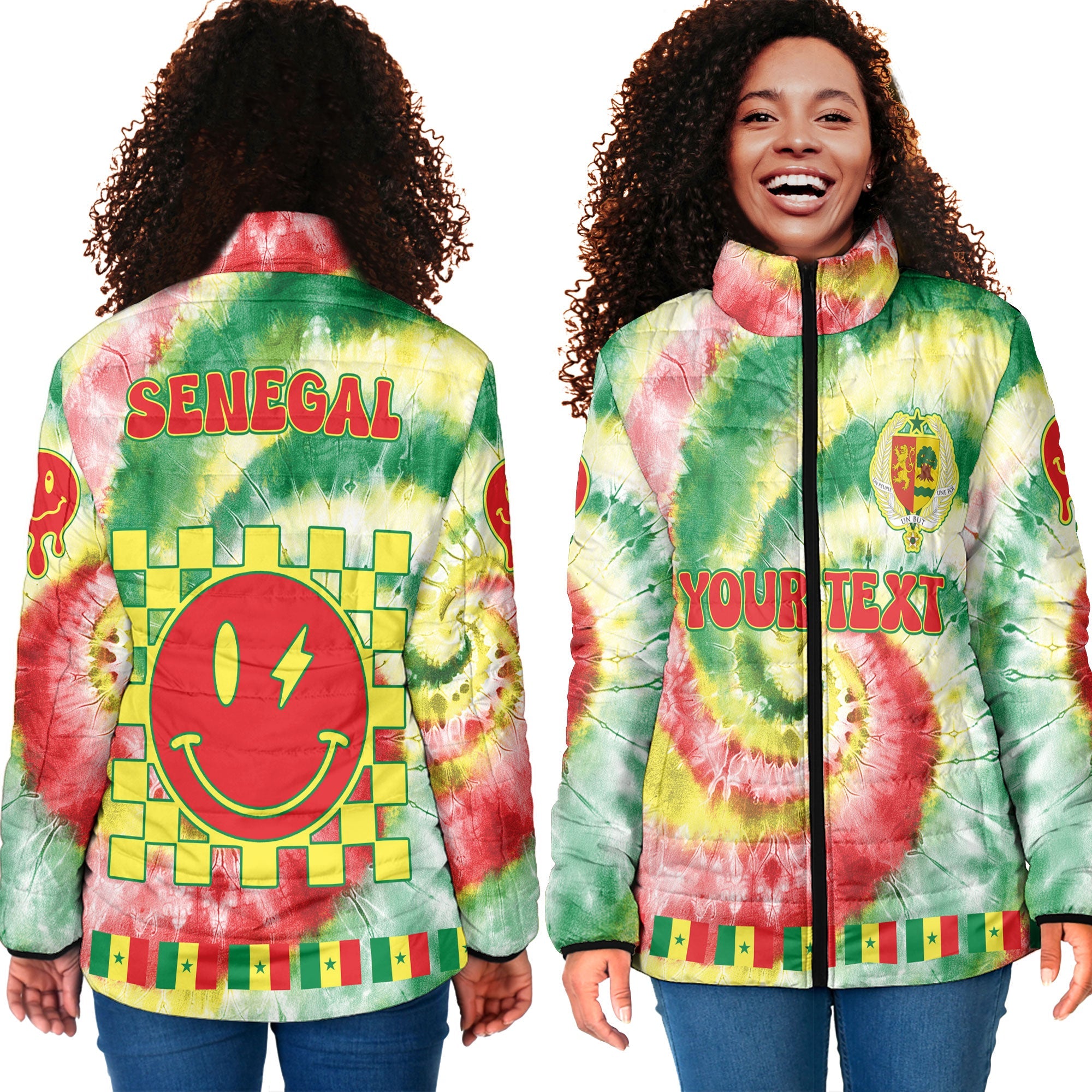 Senegal Women Padded Jacket Custom Tie Dye Style 4