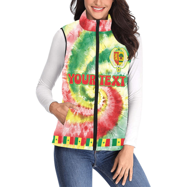 Senegal Women Padded Jacket Vest Custom Tie Dye Style 1