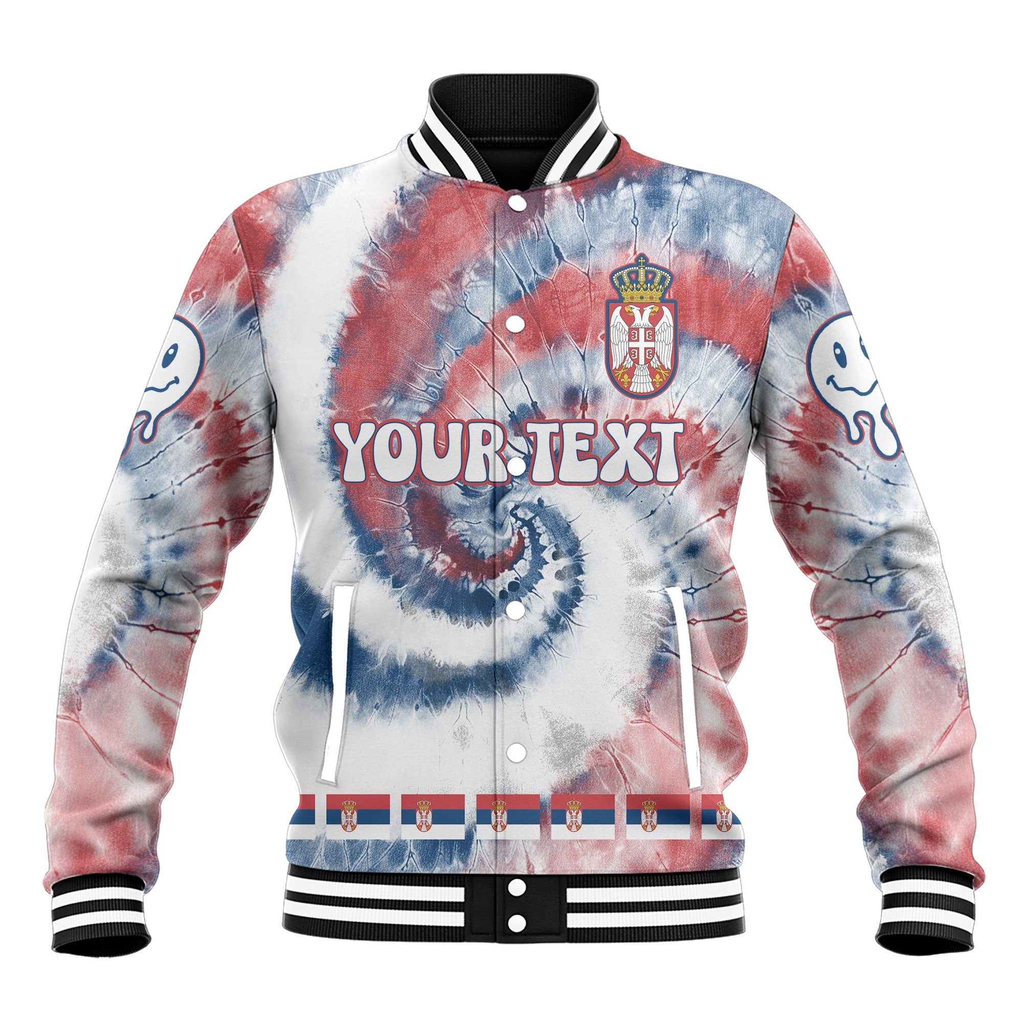 Serbia Baseball Jacket Custom Tie Dye Style 2