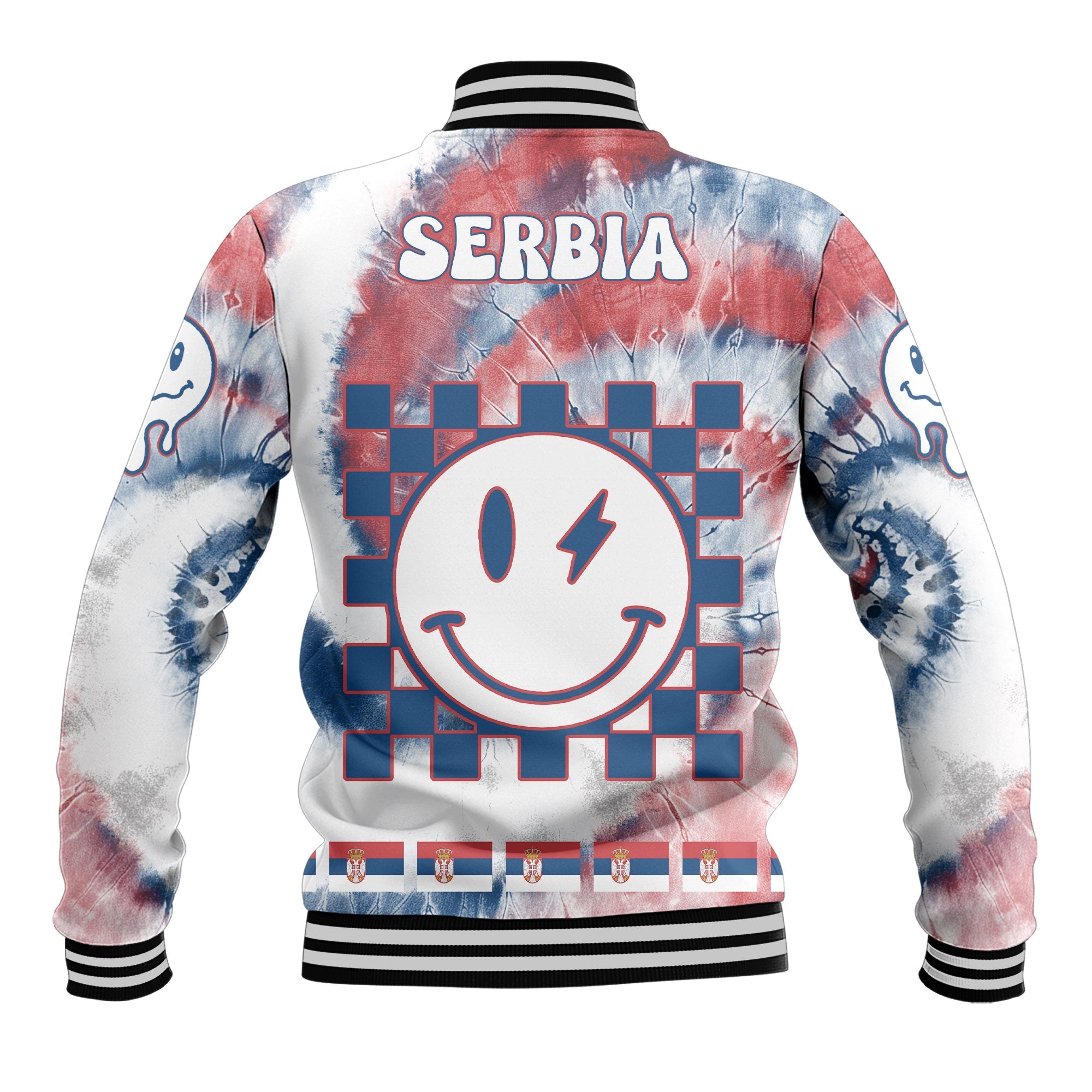 Serbia Baseball Jacket Custom Tie Dye Style 3