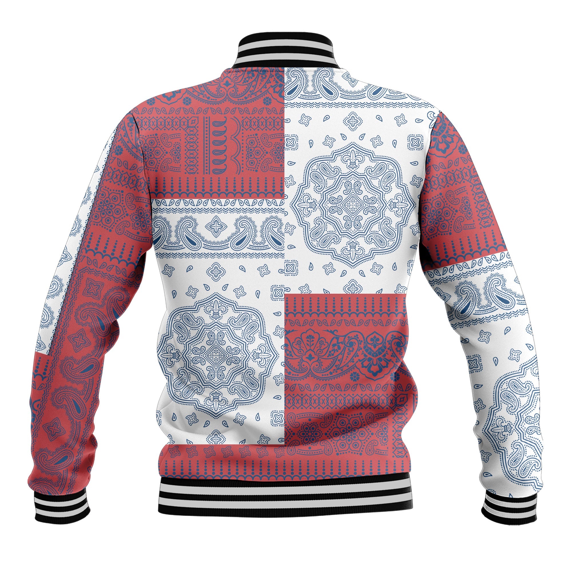 Serbia Baseball Jacket Flag And Paisley Basic Style 3