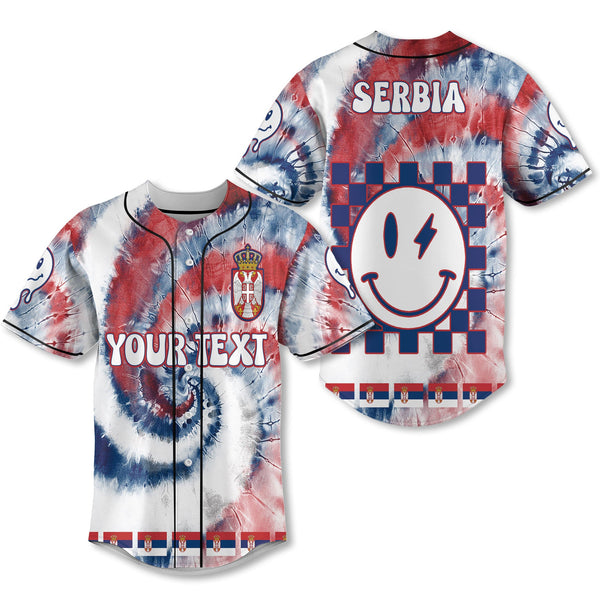 Serbia Baseball Jersey Custom Tie Dye Style 1