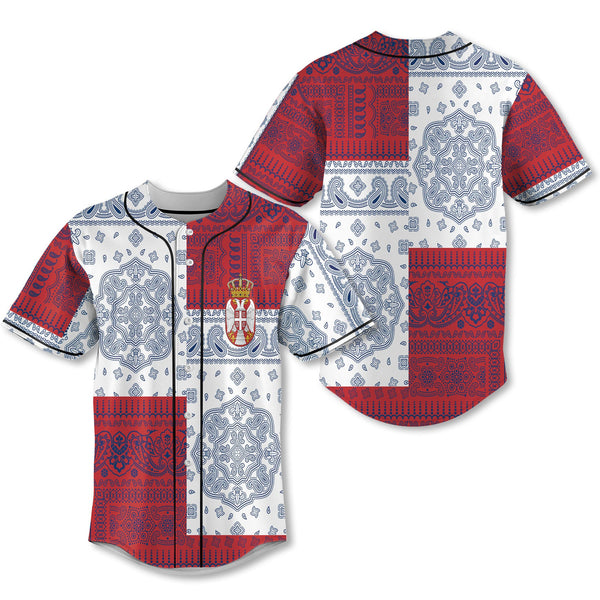 Serbia Baseball Jersey Flag And Paisley Basic Style 1