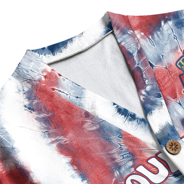 Serbia Fleece Cardigan Custom Tie Dye Style 1