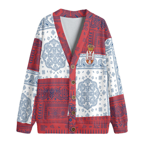 Serbia Fleece Cardigan Flag And Paisley Basic Style 1