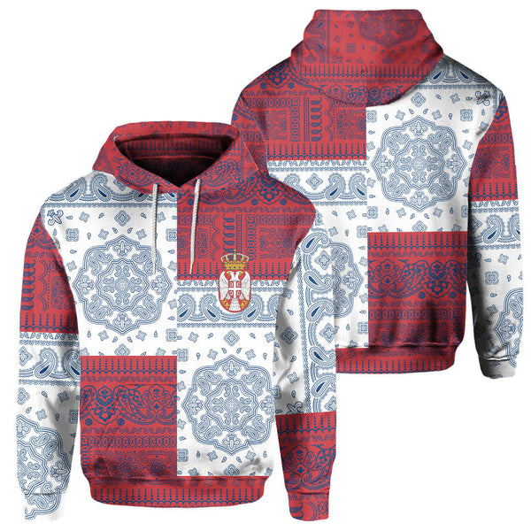 Serbia Hoodie Flag And Paisley Basic Style 1