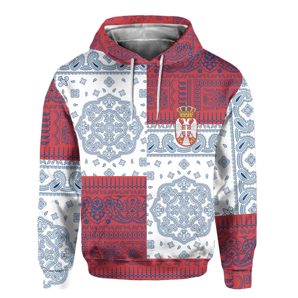 Serbia Hoodie Flag And Paisley Basic Style 2