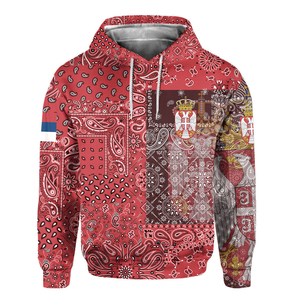 Serbia Hoodie Paisley Flag And Skull Style 2