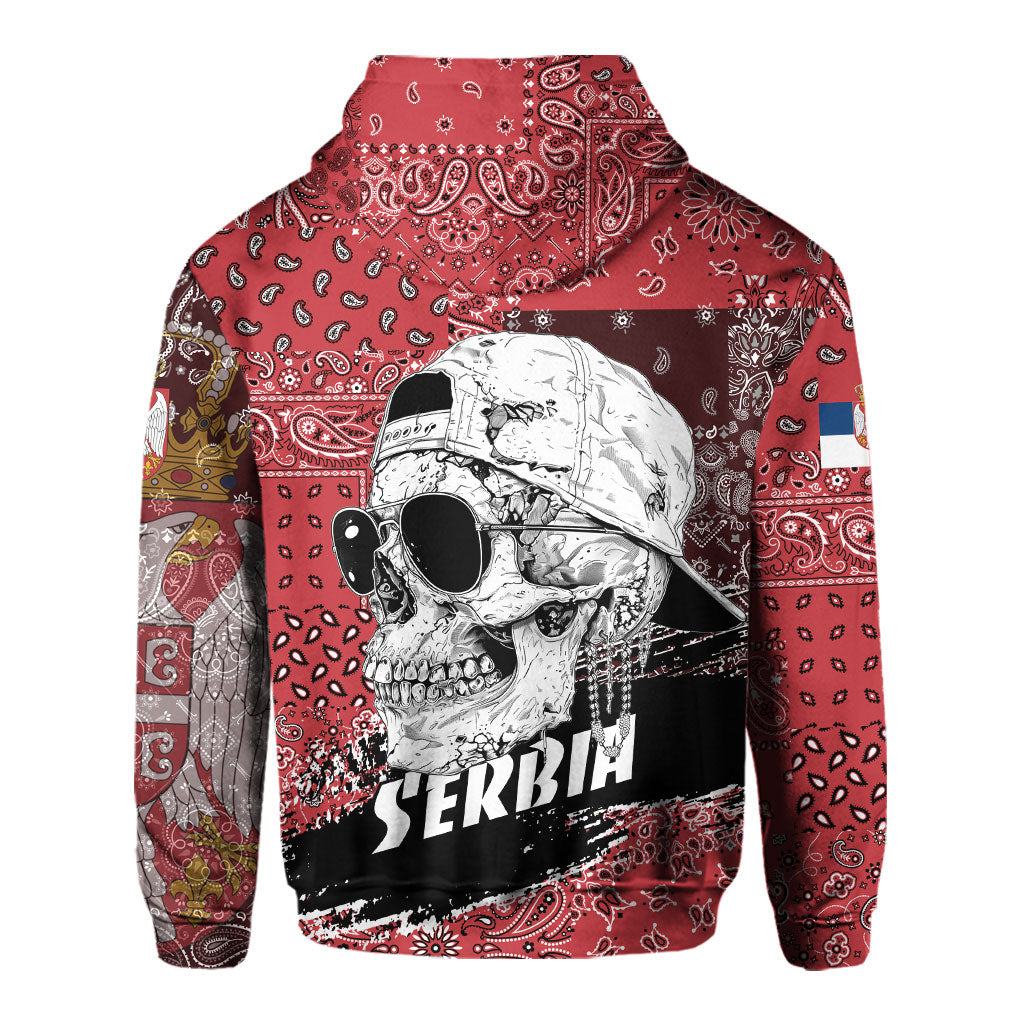 Serbia Hoodie Paisley Flag And Skull Style 3