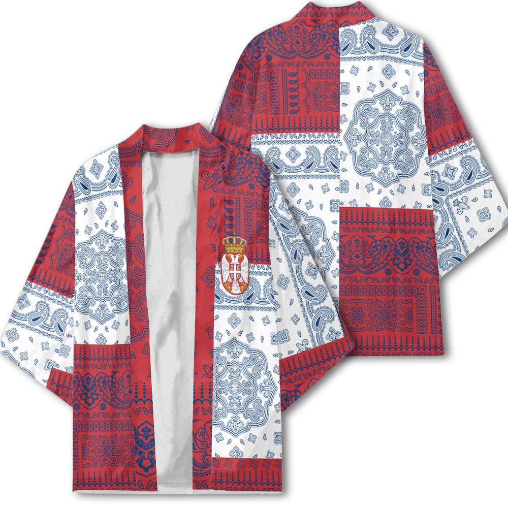 Serbia Kimono Flag And Paisley Basic Style 1