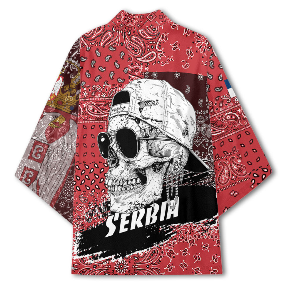 Serbia Kimono Paisley Flag And Skull Style 3