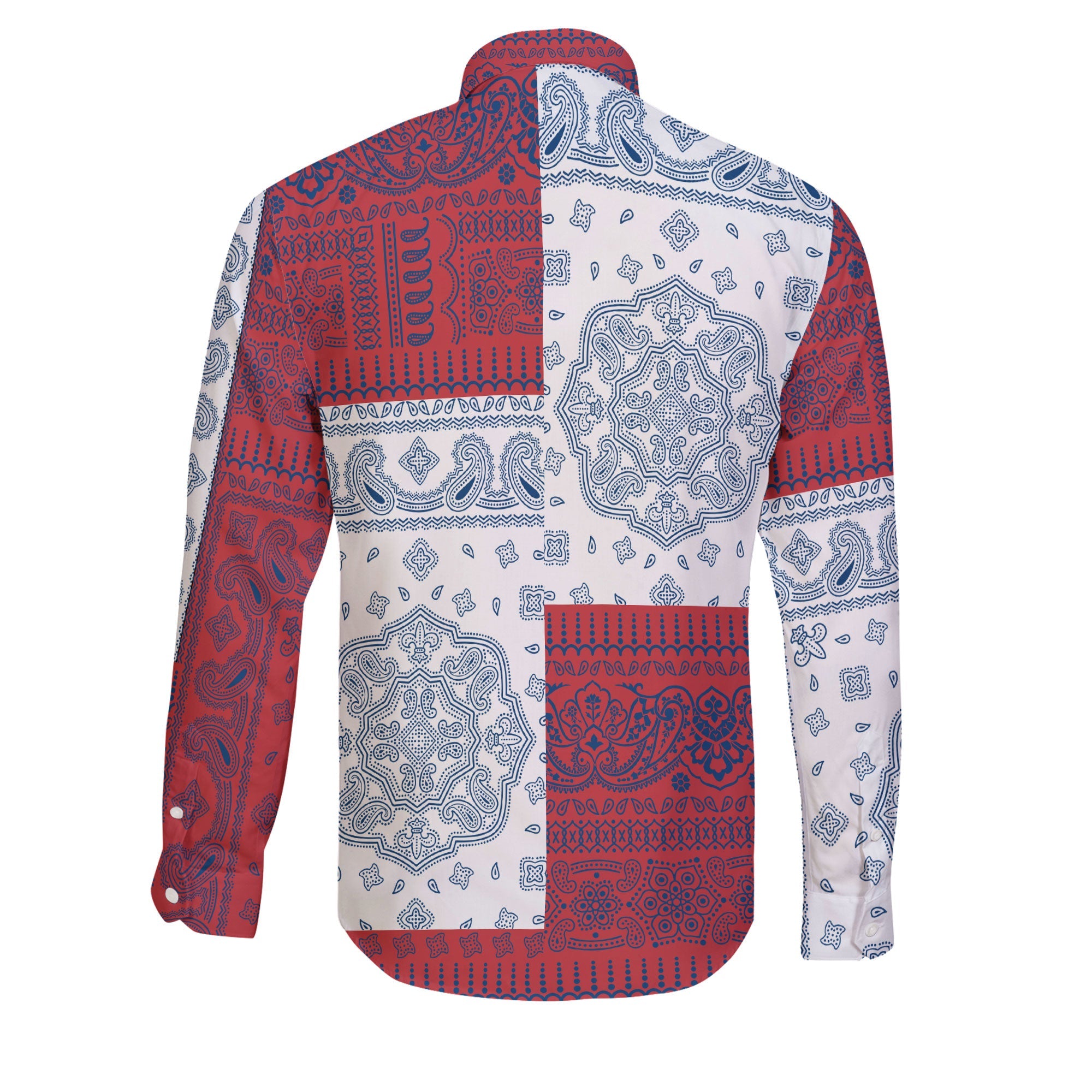 Serbia Long Sleeve Button Shirt Flag And Paisley Basic Style 2