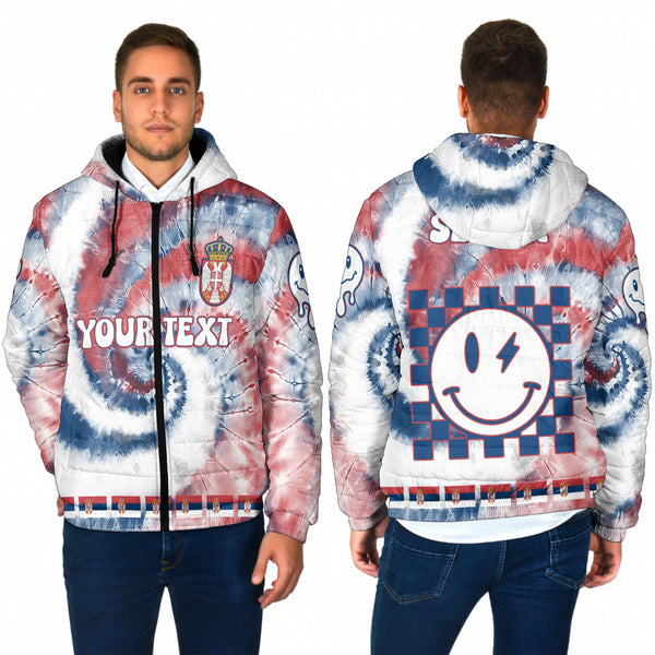 Serbia Men Hooded Padded Jacket Custom Tie Dye Style 1