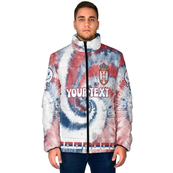 Serbia Men Padded Jacket Custom Tie Dye Style 1