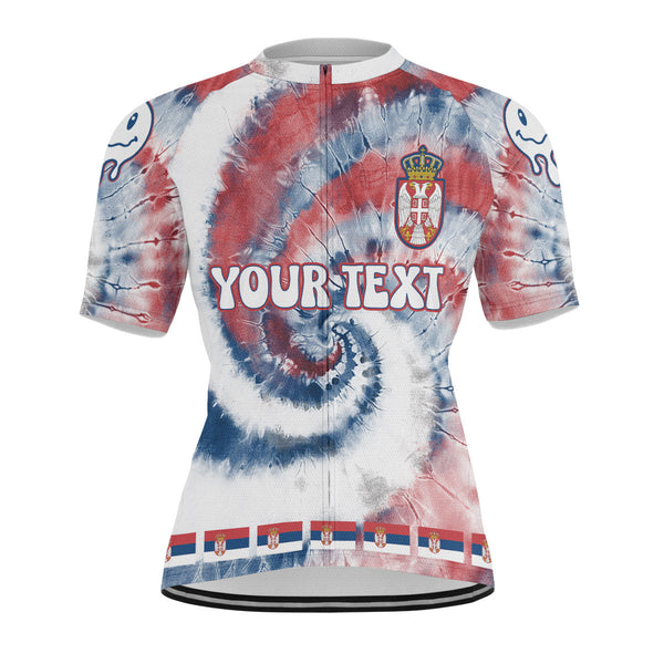 Serbia Men Cycling Jersey Custom Tie Dye Style 1