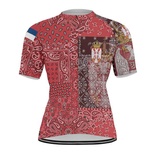 Serbia Men Cycling Jersey Paisley Flag And Skull Style 1