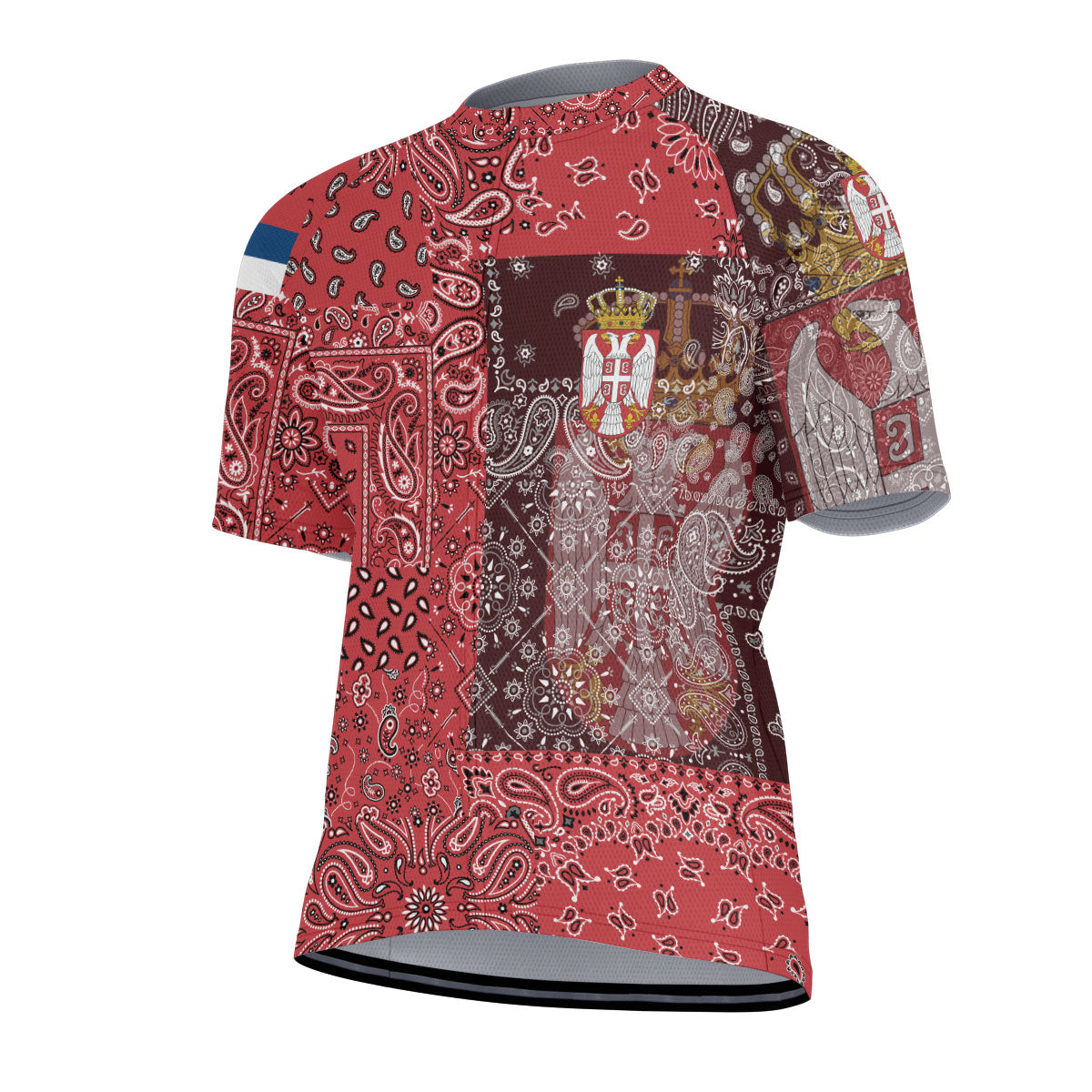 Serbia Men Cycling Jersey Paisley Flag And Skull Style 2