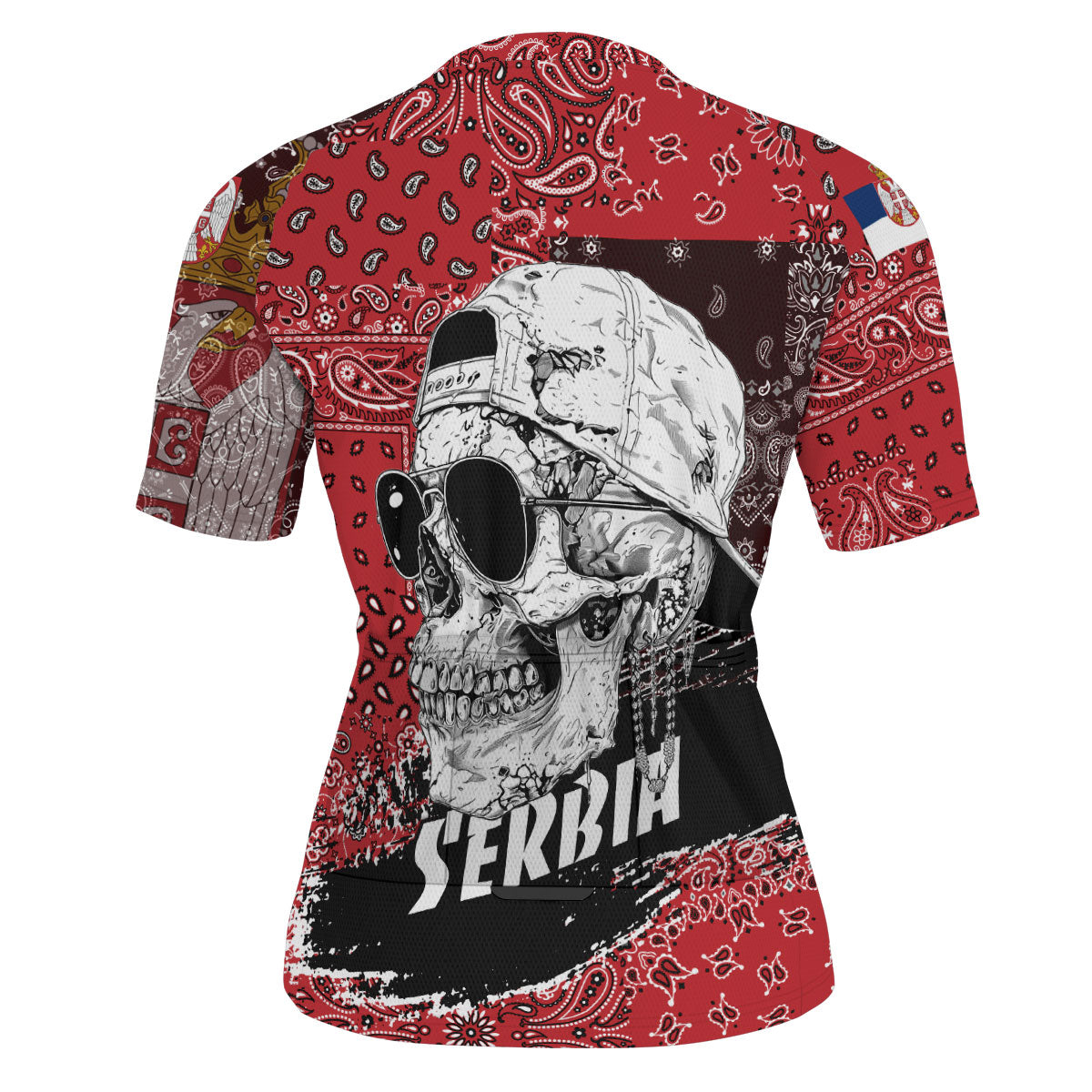 Serbia Men Cycling Jersey Paisley Flag And Skull Style 3