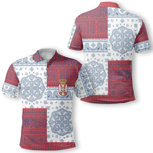 Serbia Polo Shirt Flag And Paisley Basic Style 1