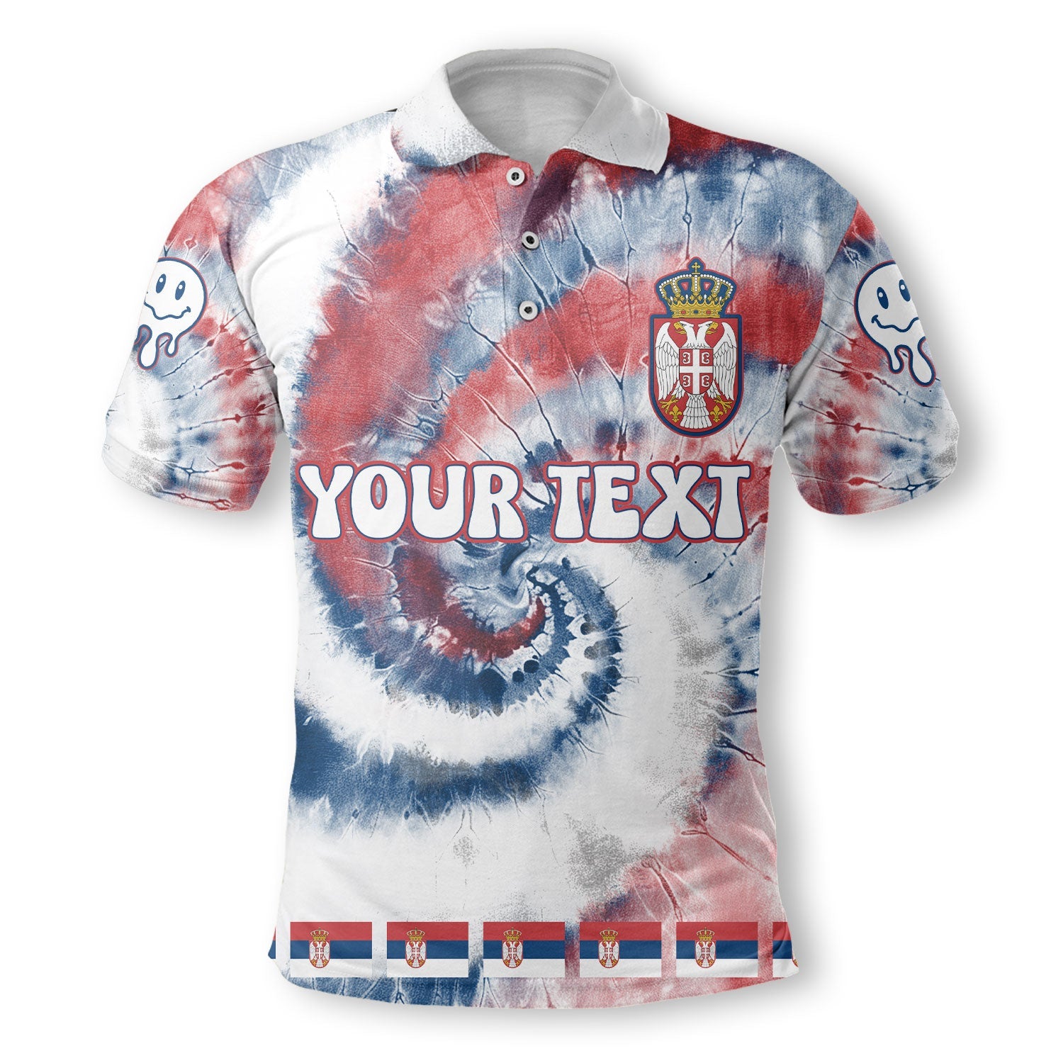 Serbia Polo Shirt Custom Tie Dye Style 2