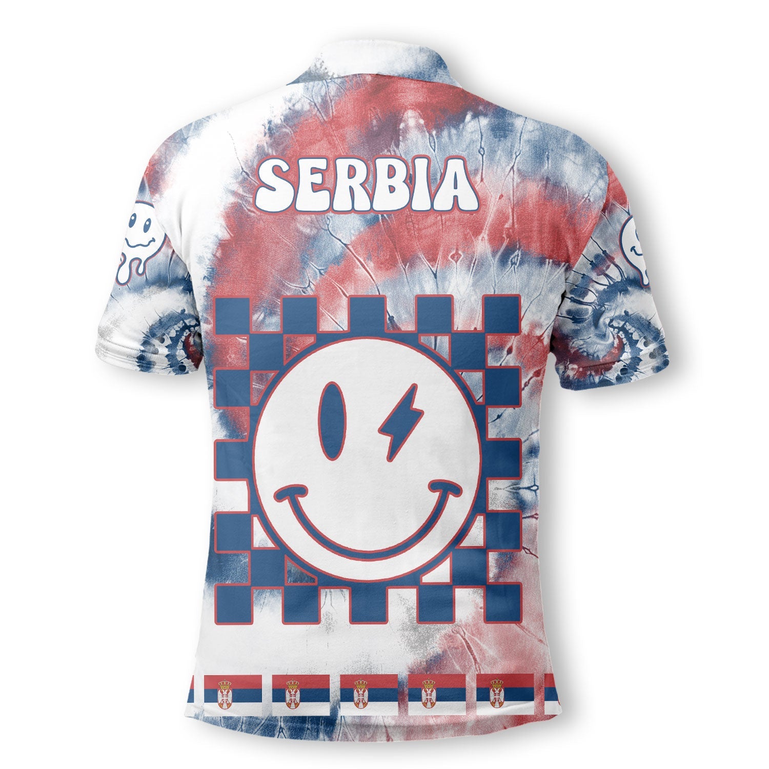 Serbia Polo Shirt Custom Tie Dye Style 3