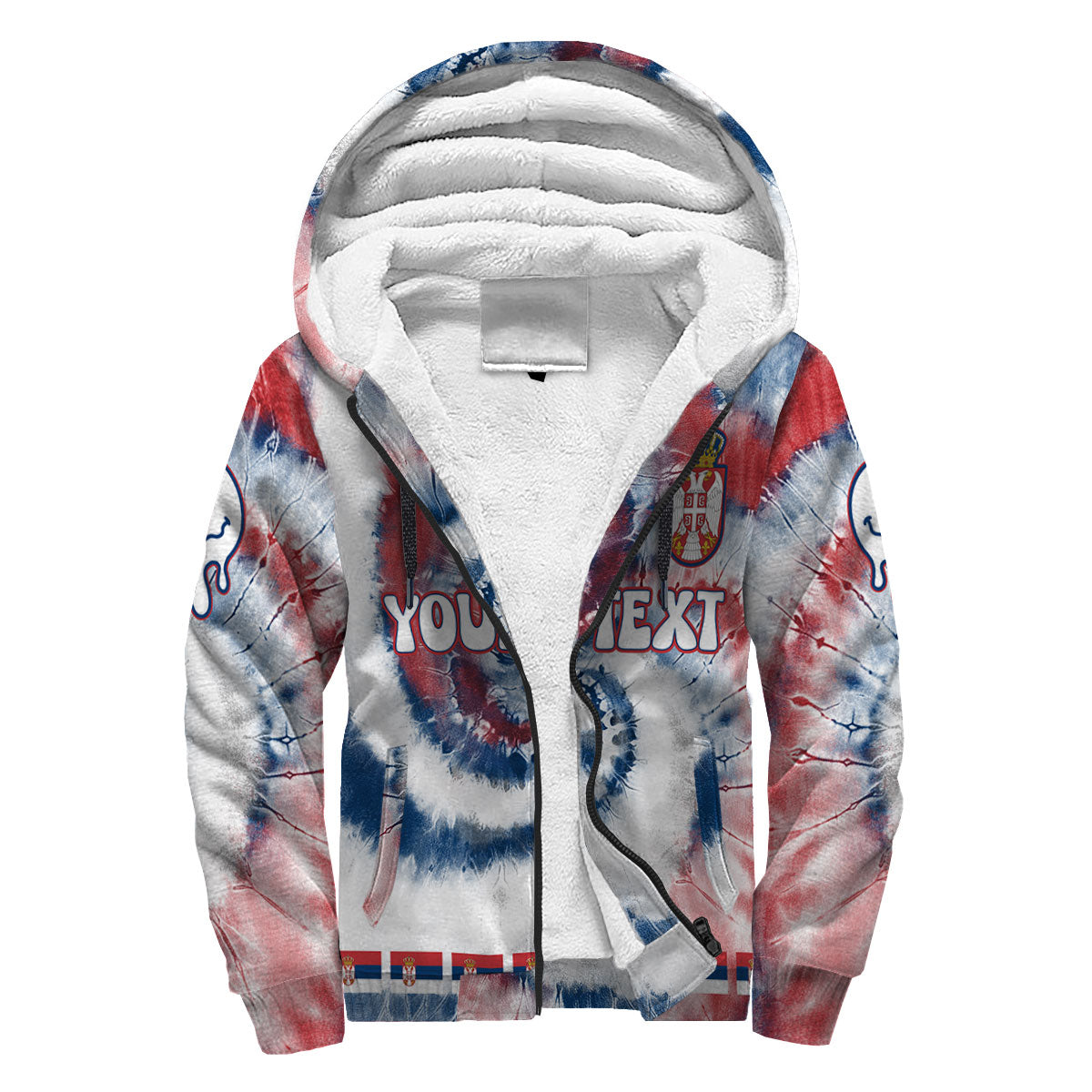 Serbia Sherpa Hoodie Custom Tie Dye Style 3