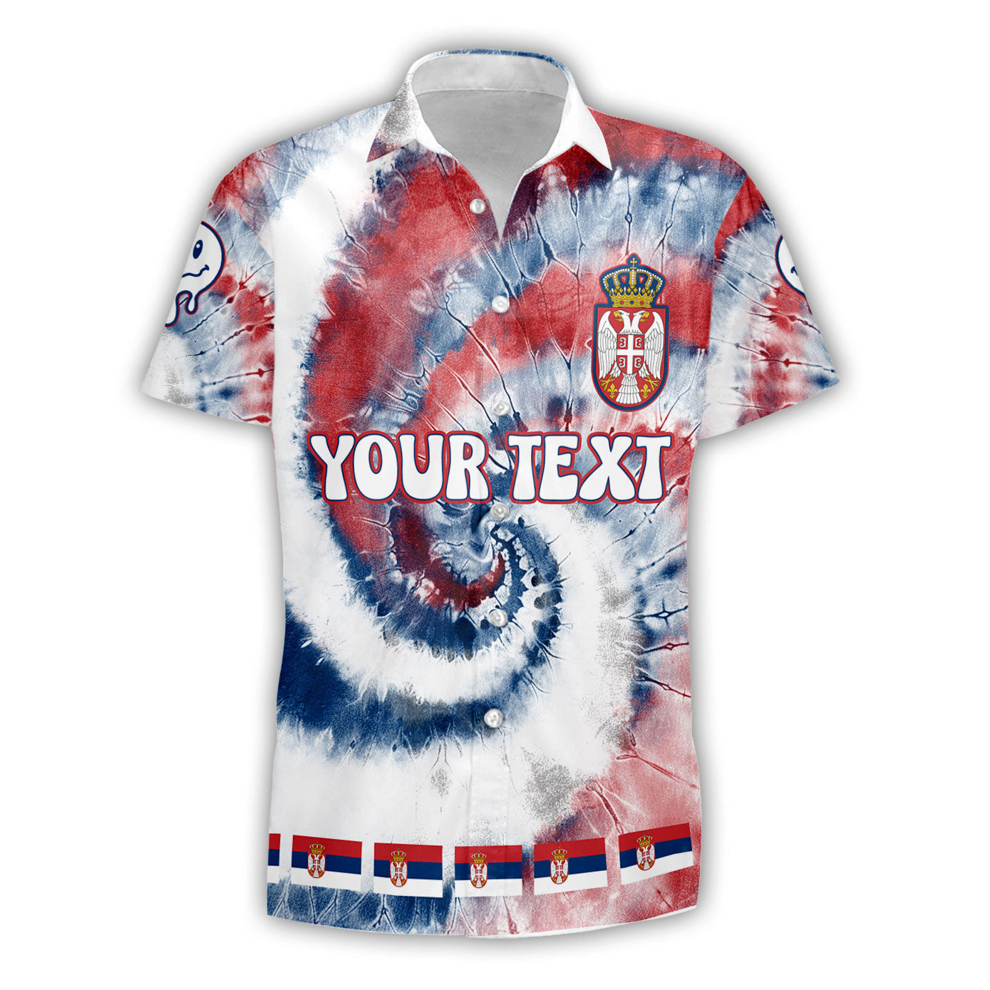 Serbia Short Sleeve Shirt Custom Tie Dye Style 1