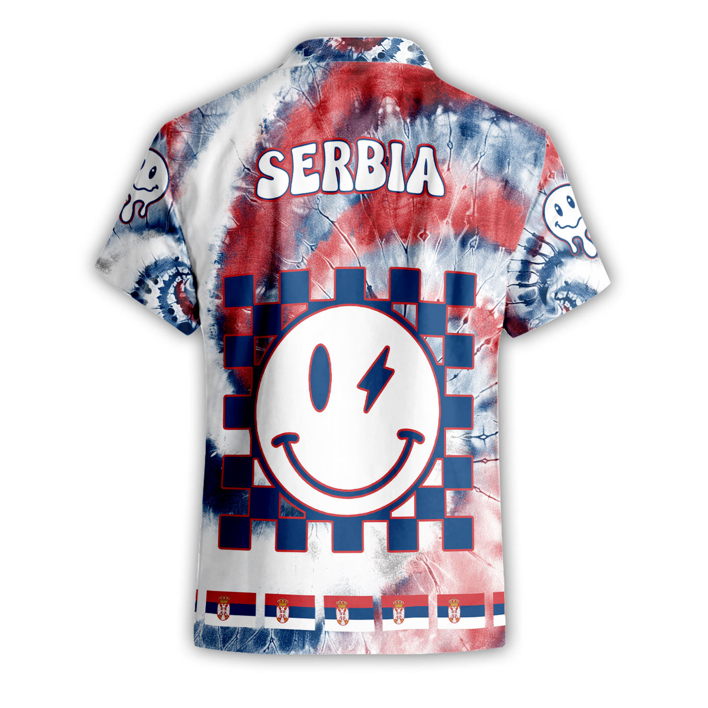 Serbia Short Sleeve Shirt Custom Tie Dye Style 2