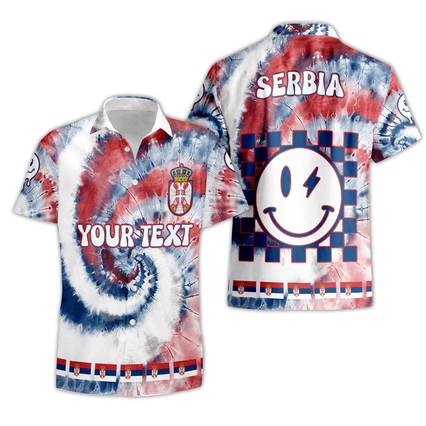 Serbia Short Sleeve Shirt Custom Tie Dye Style 3