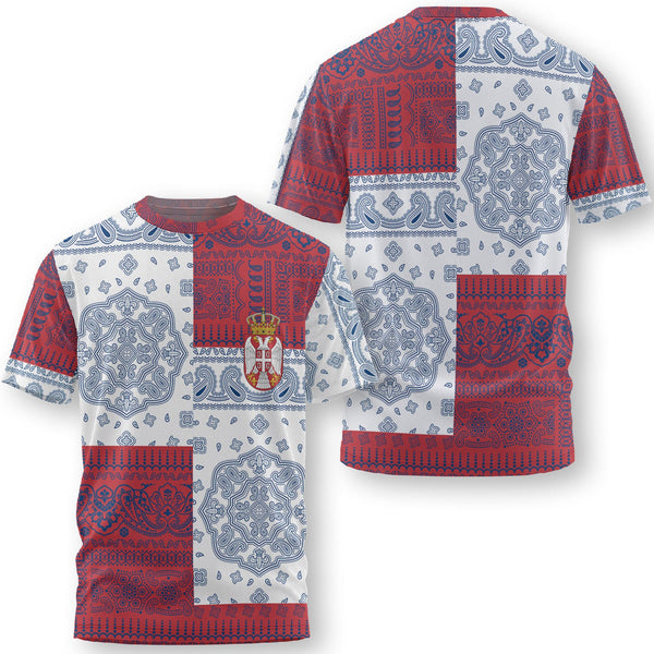 Serbia T Shirt Flag And Paisley Basic Style 1