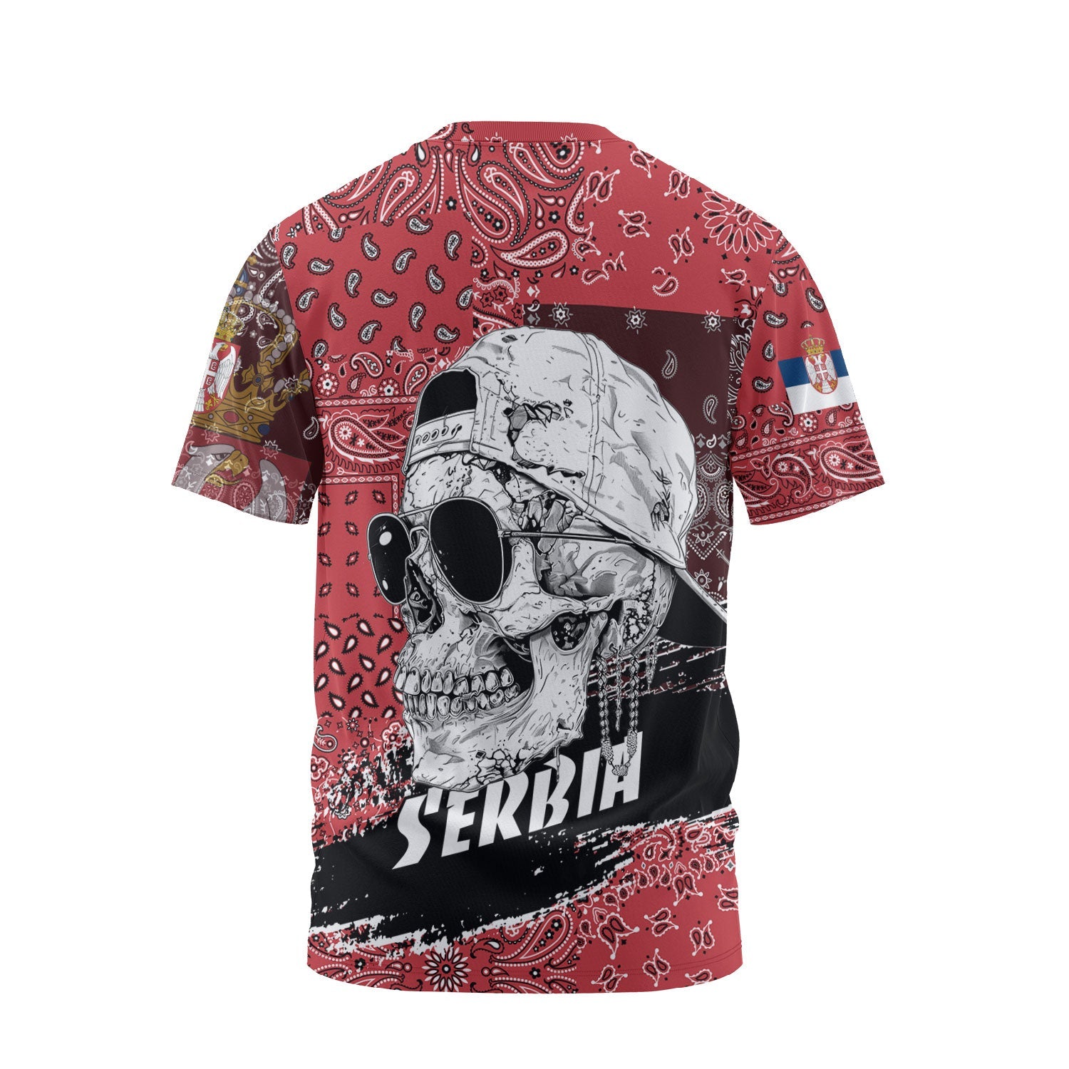 Serbia T Shirt Paisley Flag And Skull Style 2