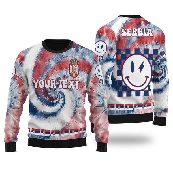 Serbia Ugly Sweater Custom Tie Dye Style 1