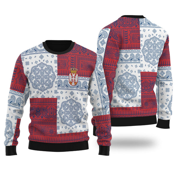 Serbia Ugly Sweater Flag And Paisley Basic Style 1