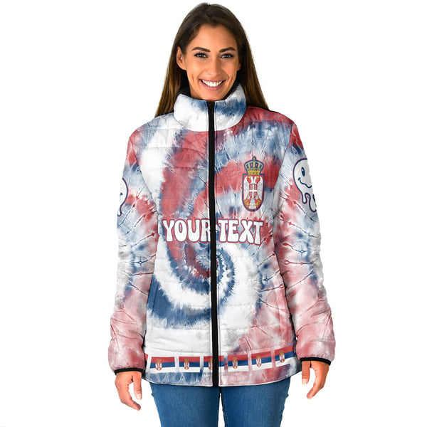 Serbia Women Padded Jacket Custom Tie Dye Style 1