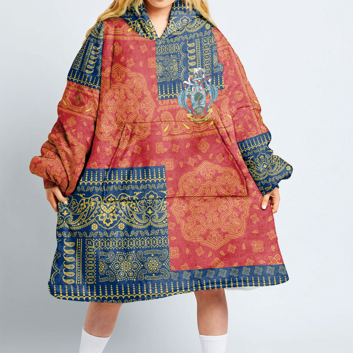 Seychelles Hoodie Blanket Flag And Paisley Basic Style 2